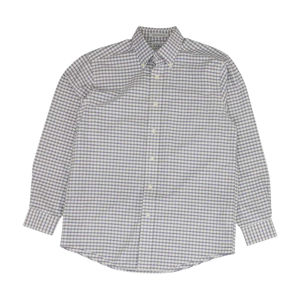 White Plaid Long Sleeve Button Down