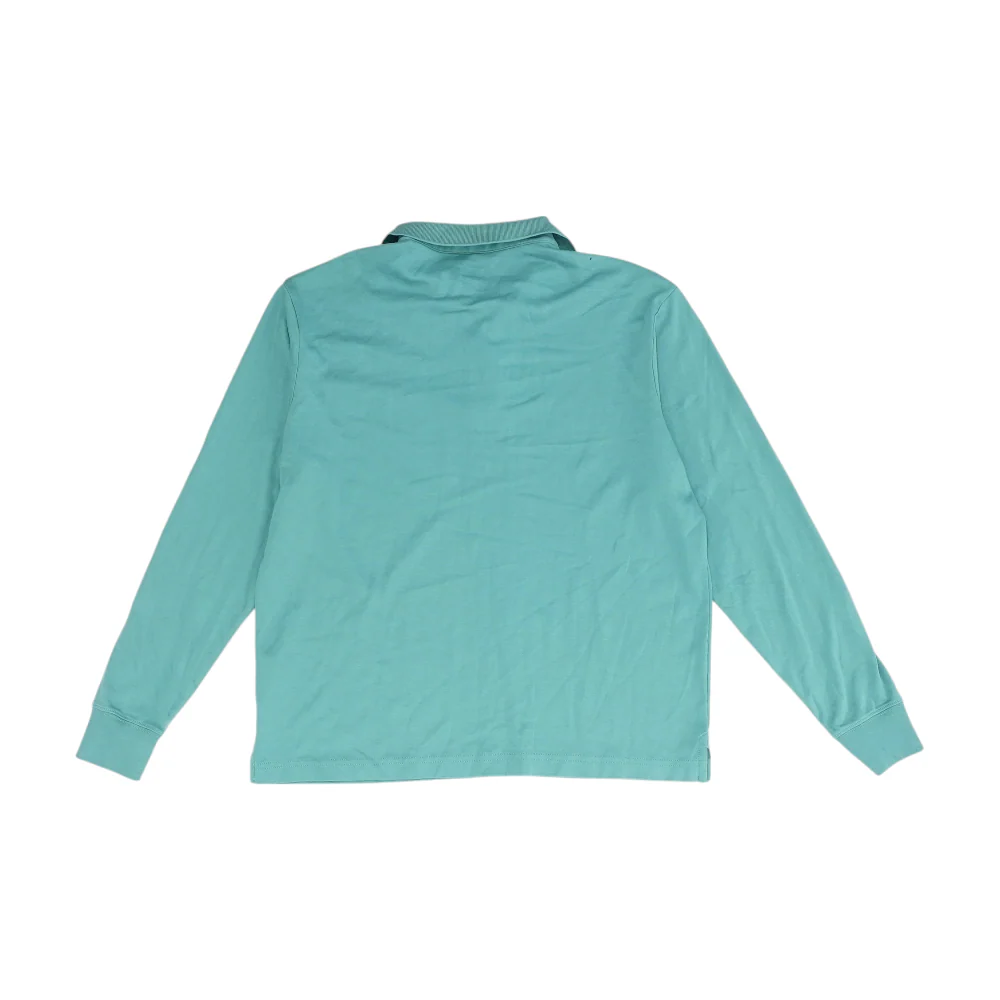 Green Solid Long Sleeve Polo - Image 2
