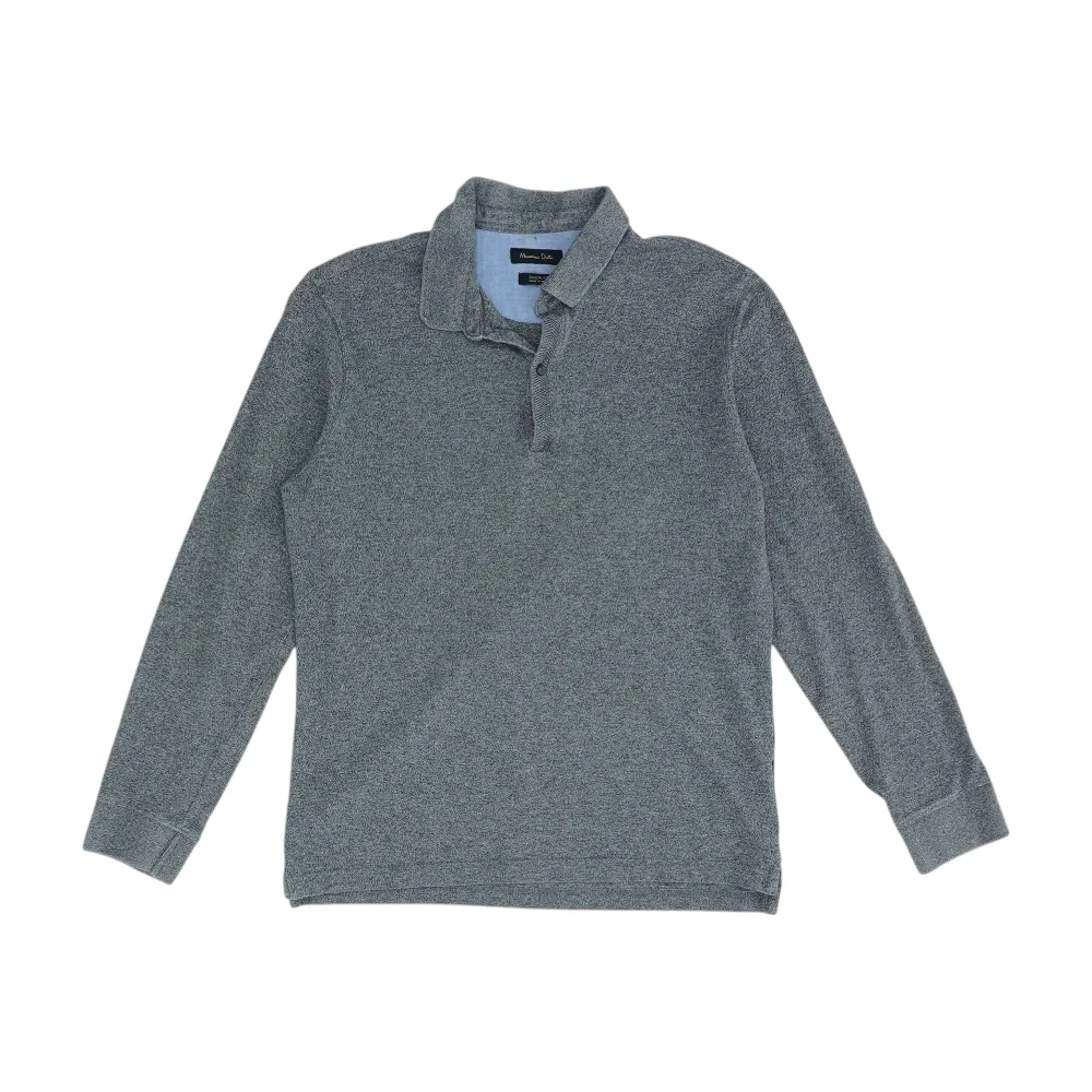 Gray Solid Long Sleeve Polo