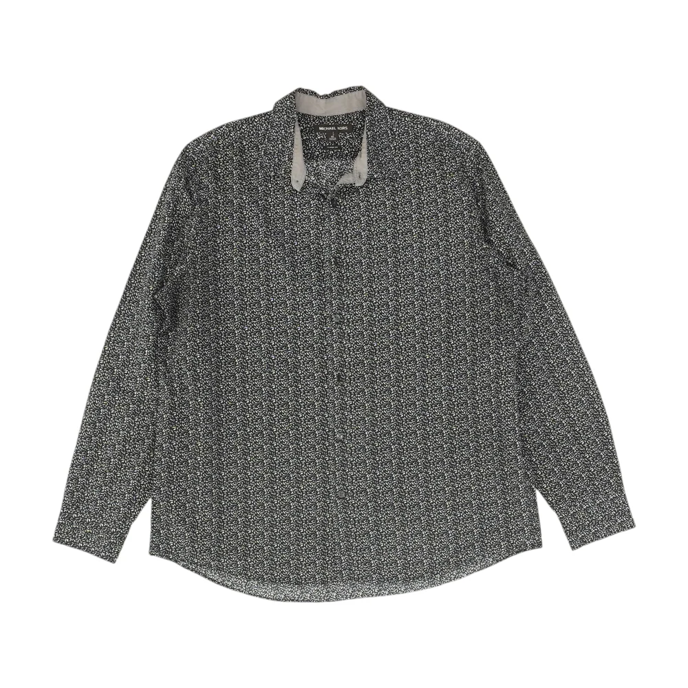 Black Print Long Sleeve Button Down