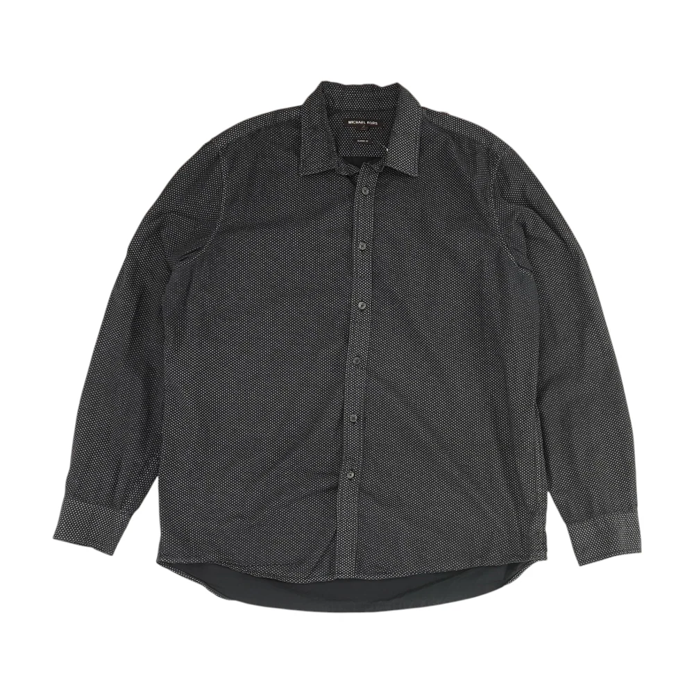 Black Geometric Long Sleeve Button Down