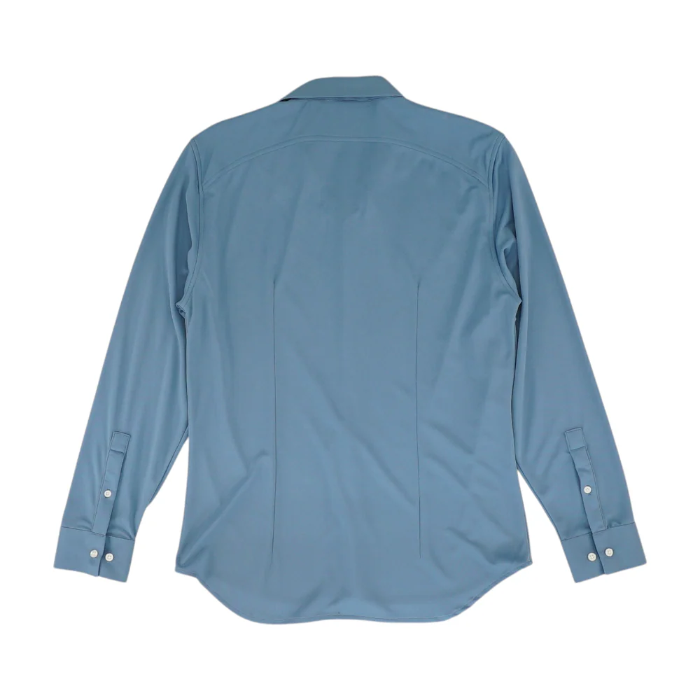 Blue Solid Long Sleeve Button Down - Image 2