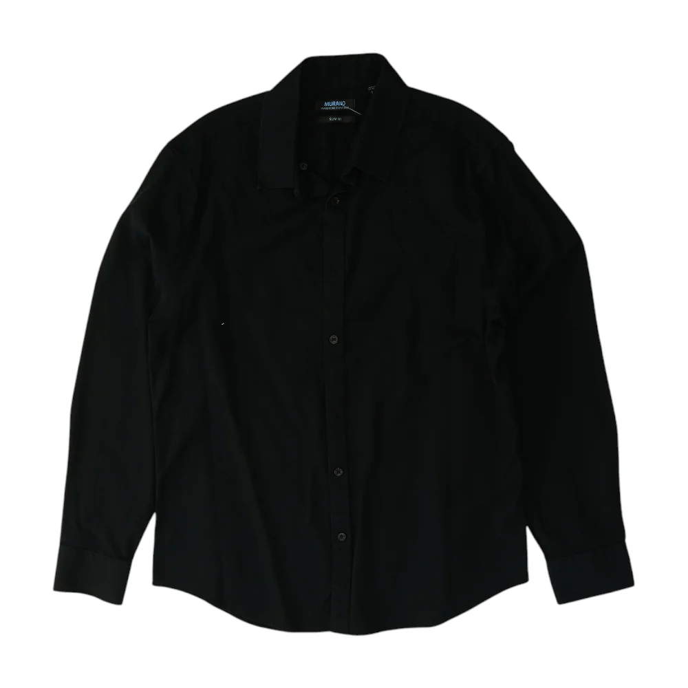 Black Solid Long Sleeve Button Down