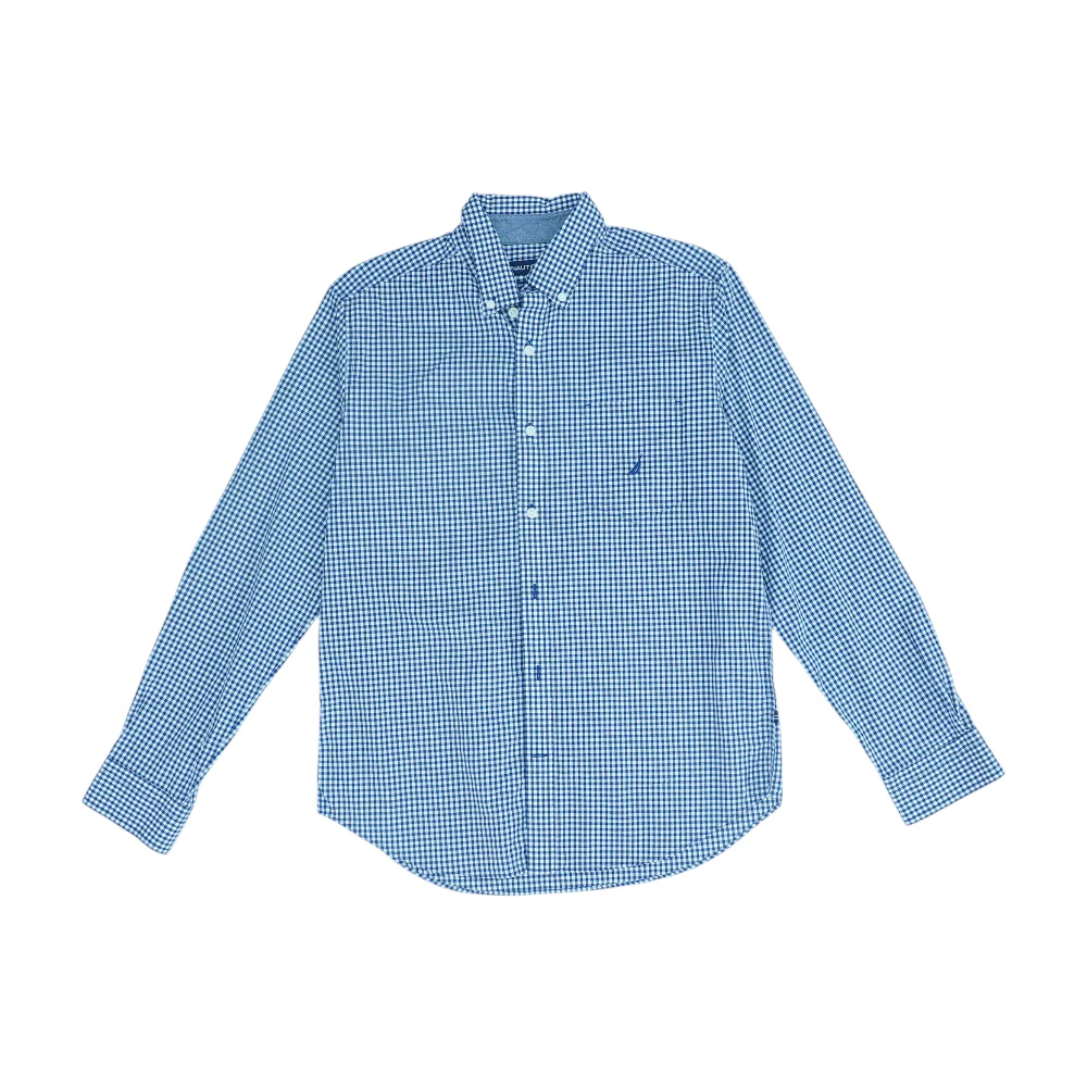 Navy Check Long Sleeve Button Down