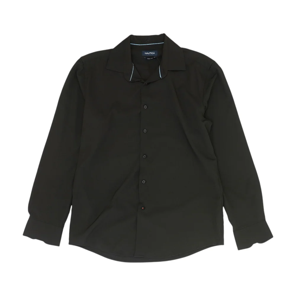 Black Solid Long Sleeve Button Down