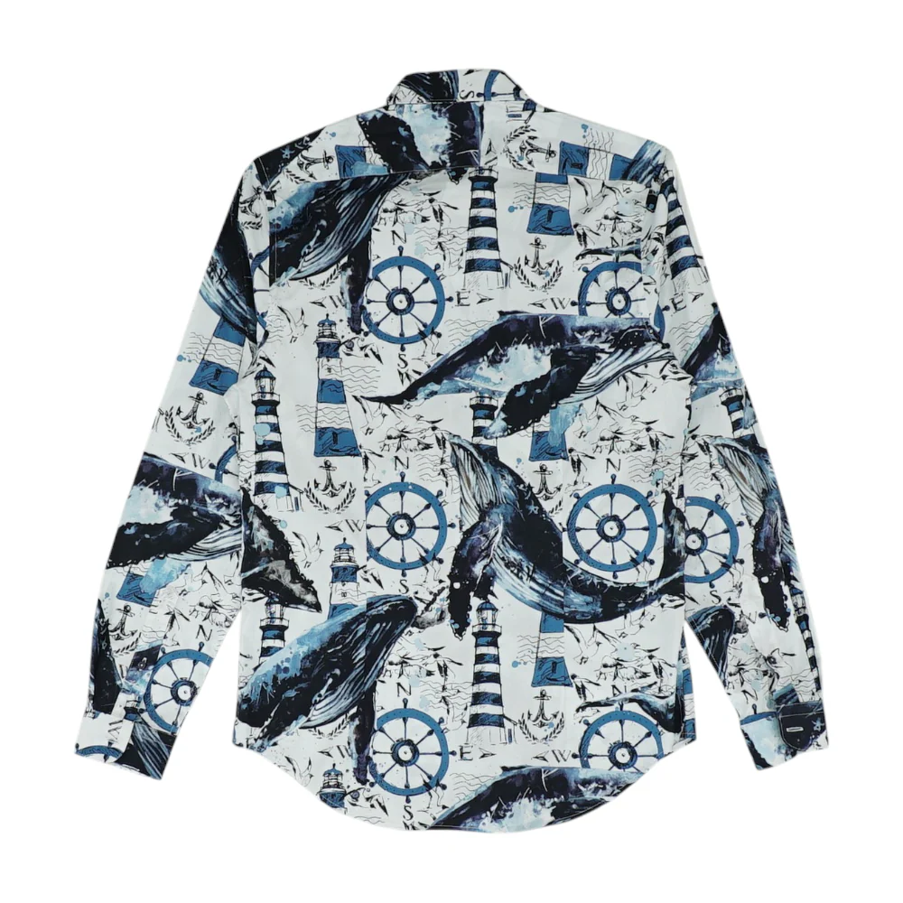 White Print Long Sleeve Button Down - Image 2