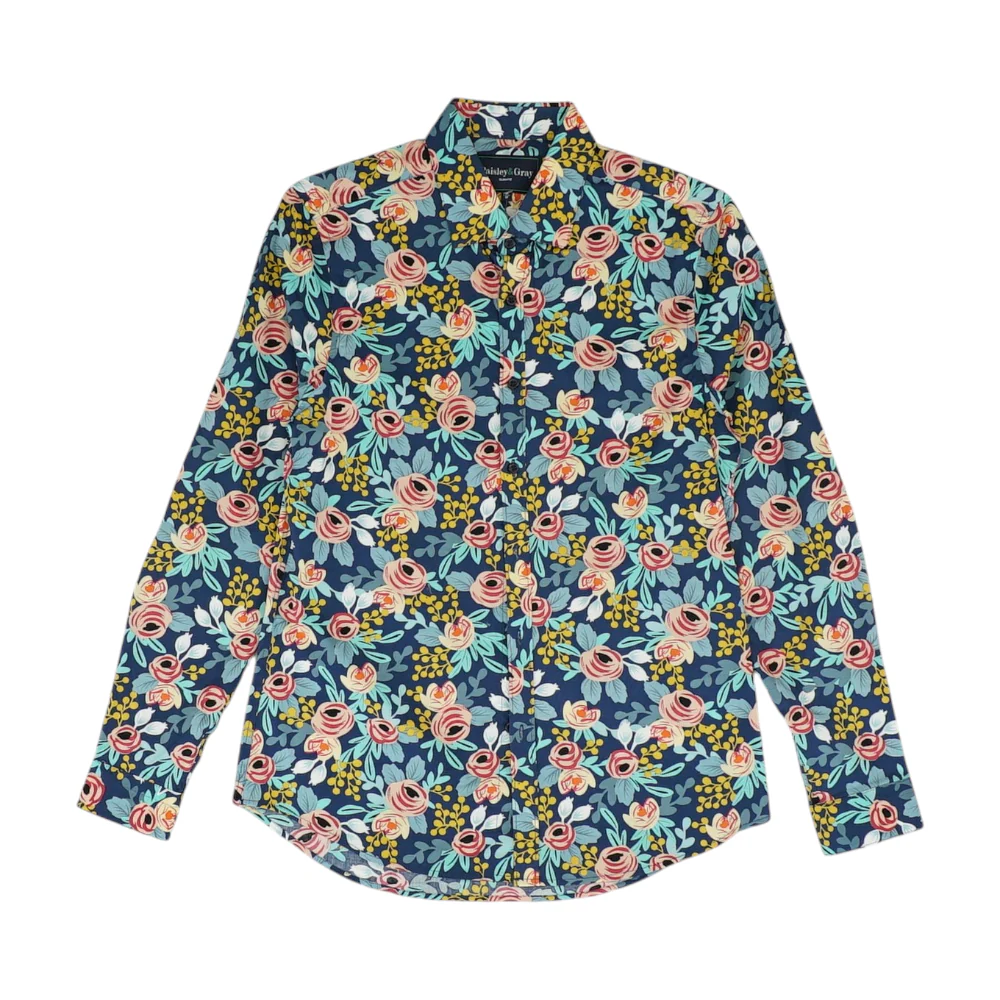 Blue Floral Long Sleeve Button Down