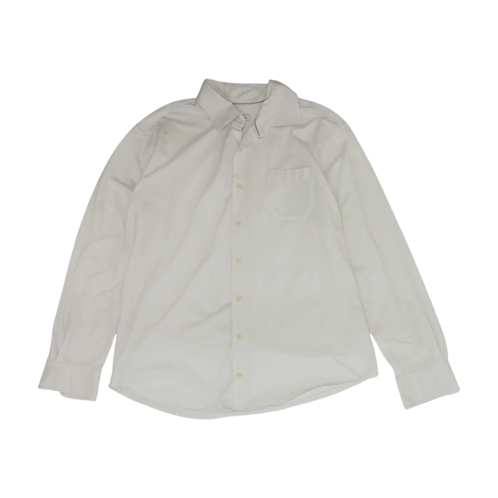 White Solid Long Sleeve Button Down