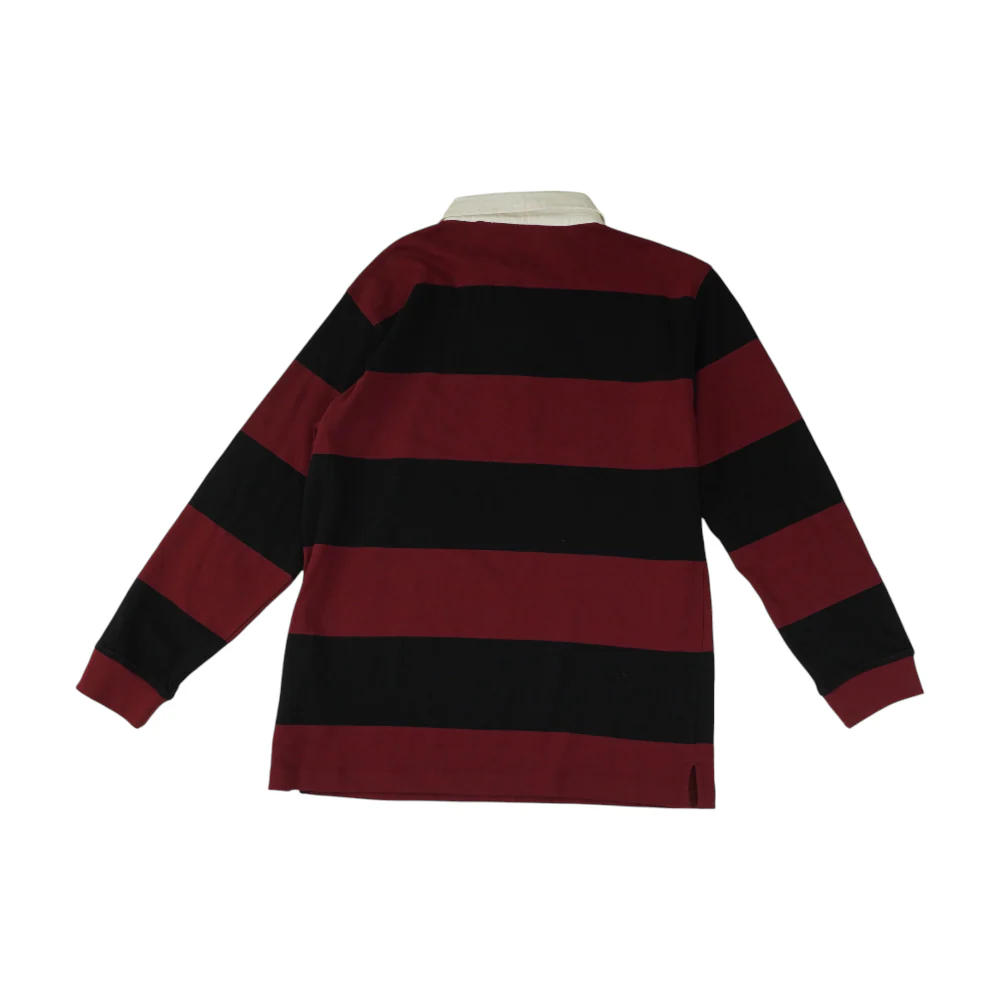 Maroon Striped Long Sleeve Polo - Image 2
