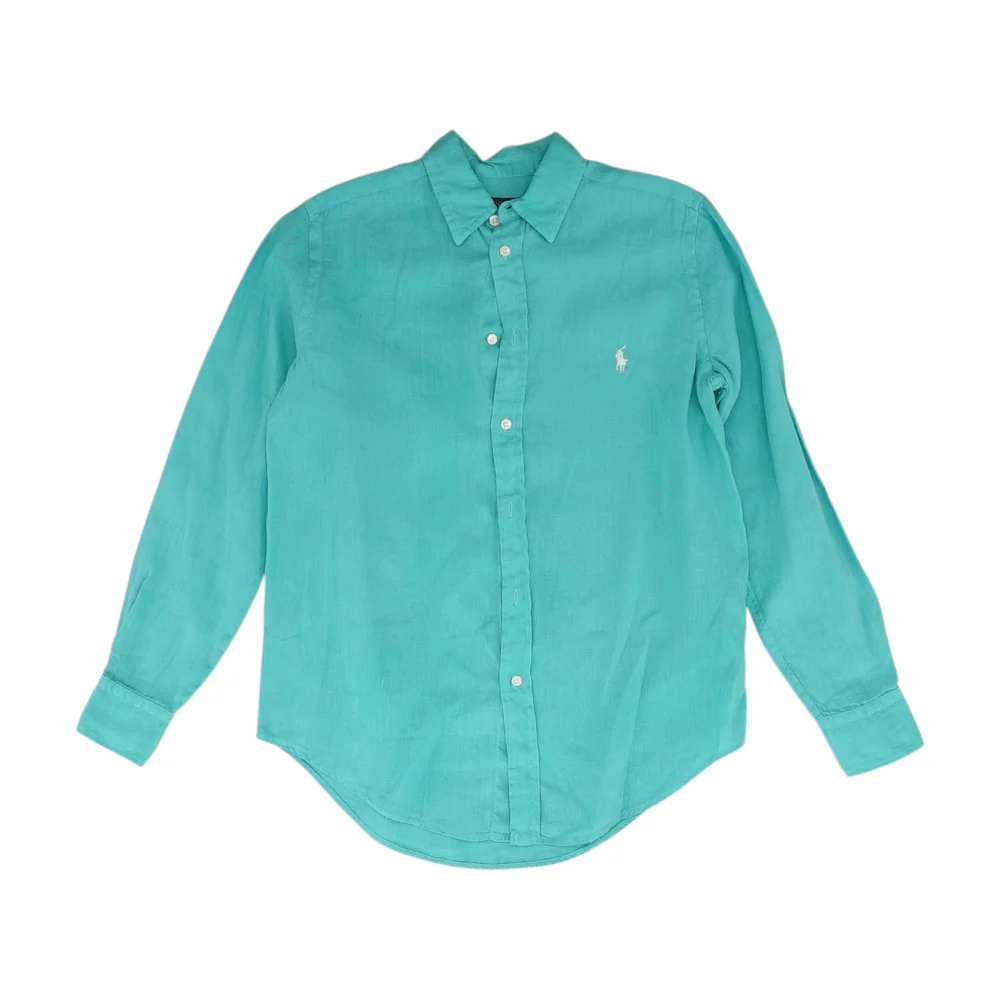 Blue Solid Long Sleeve Button Down