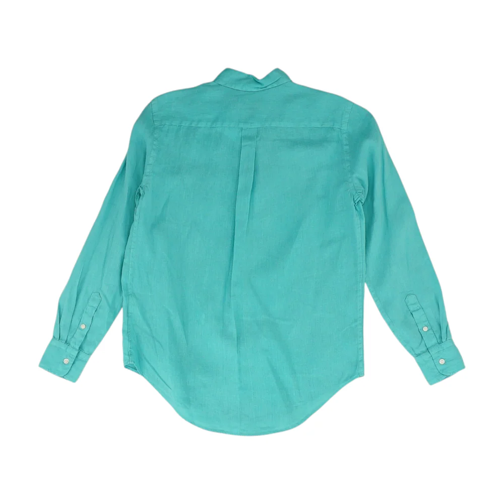 Blue Solid Long Sleeve Button Down - Image 2