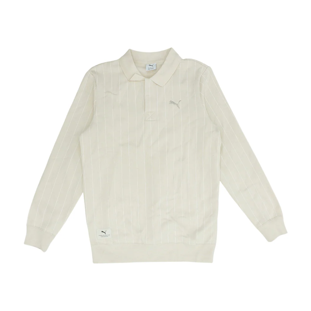 Beige Striped Long Sleeve Polo