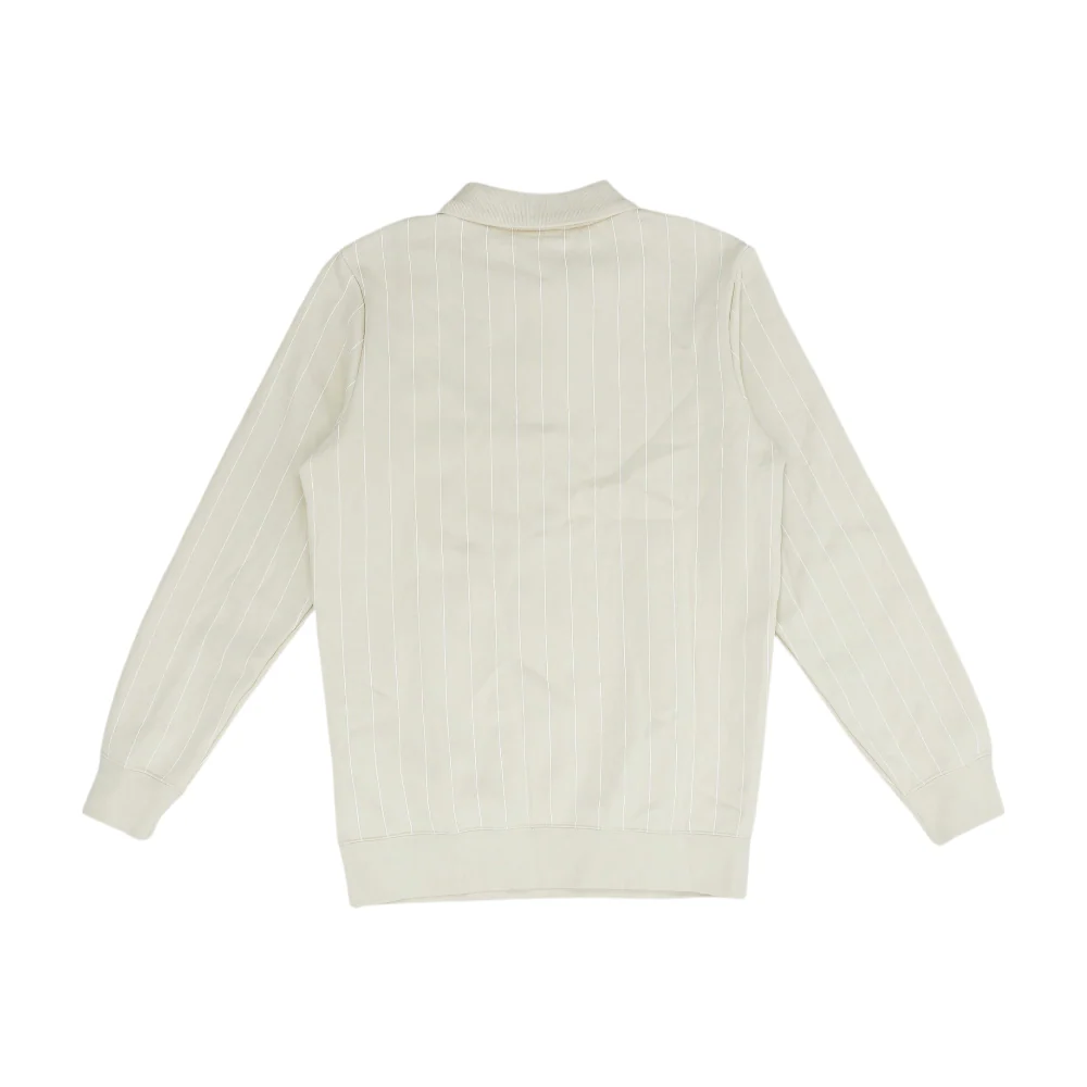 Beige Striped Long Sleeve Polo - Image 2