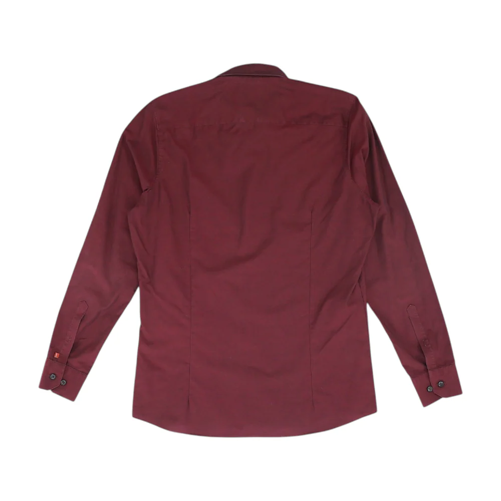 Maroon Solid Long Sleeve Button Down - Image 2