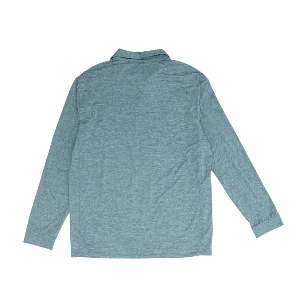 Blue Solid Long Sleeve Polo - Image 2