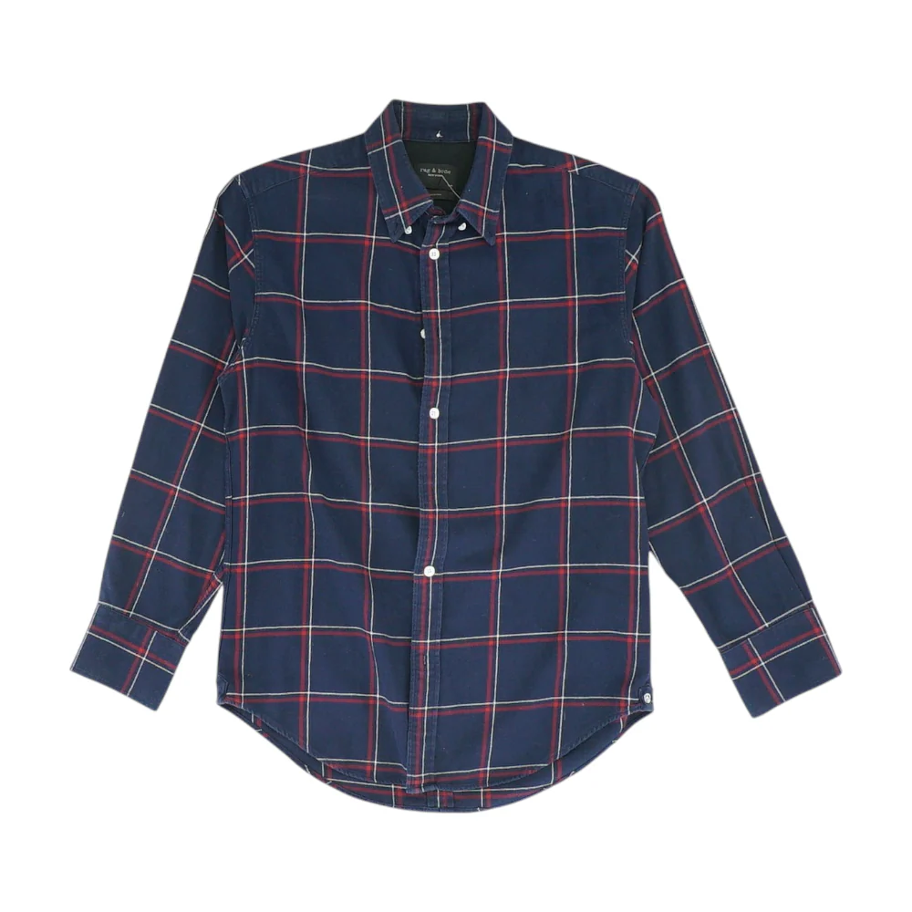 Navy Plaid Long Sleeve Button Down