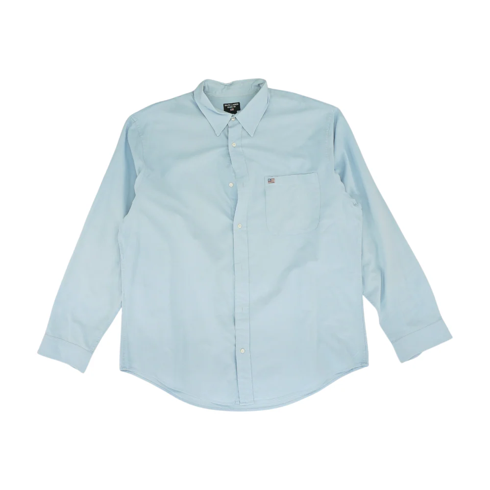 Blue Solid Long Sleeve Button Down