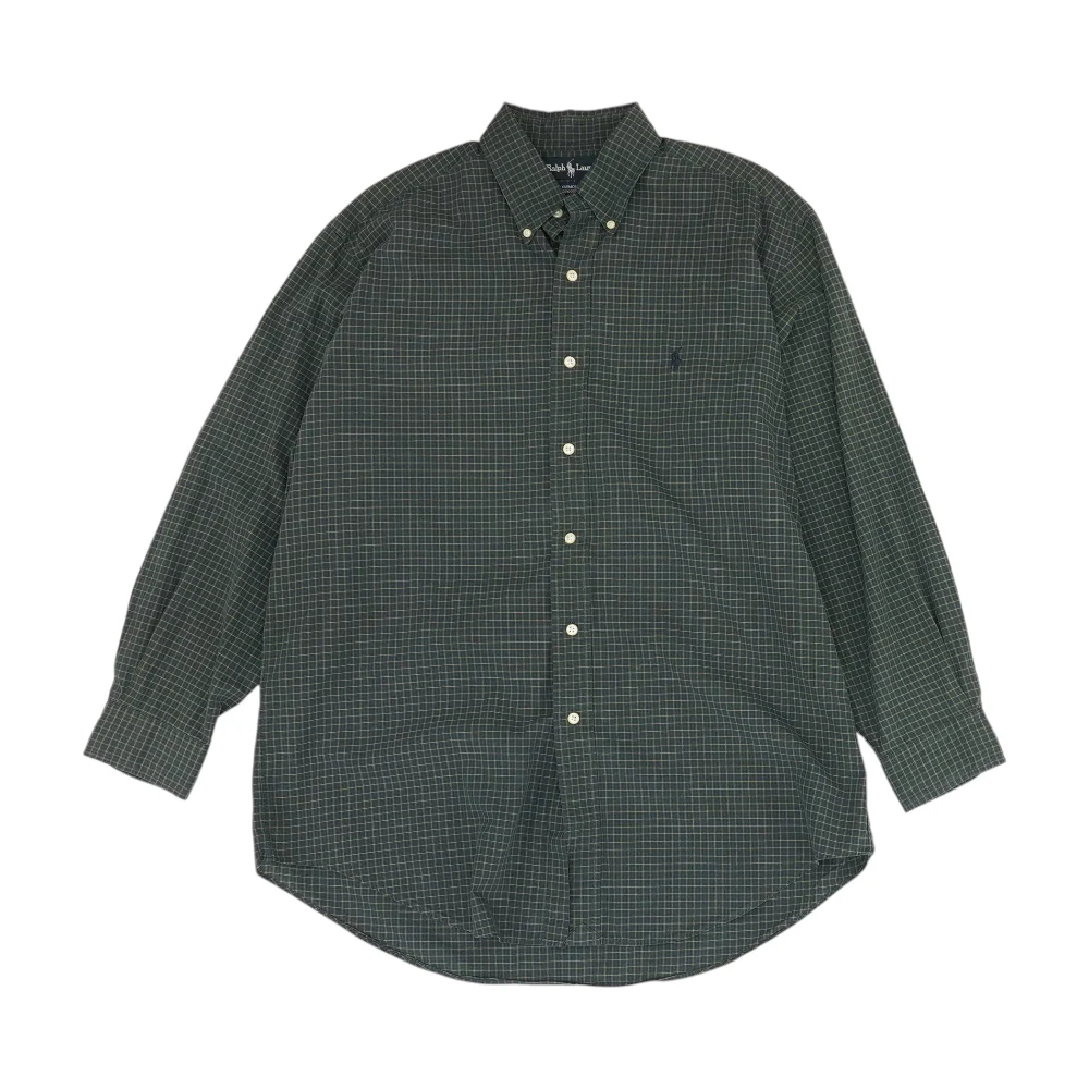 Green Plaid Long Sleeve Button Down