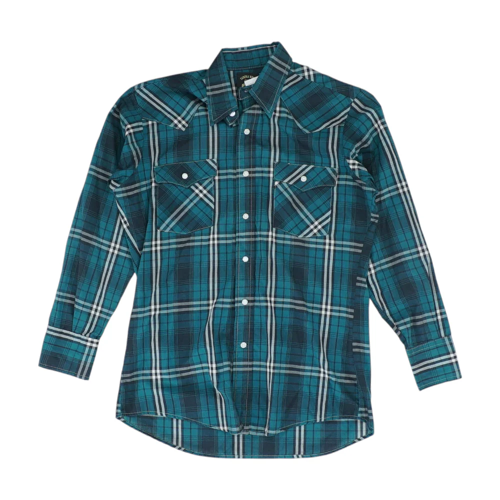 Vintage Green Plaid Long Sleeve Button Down