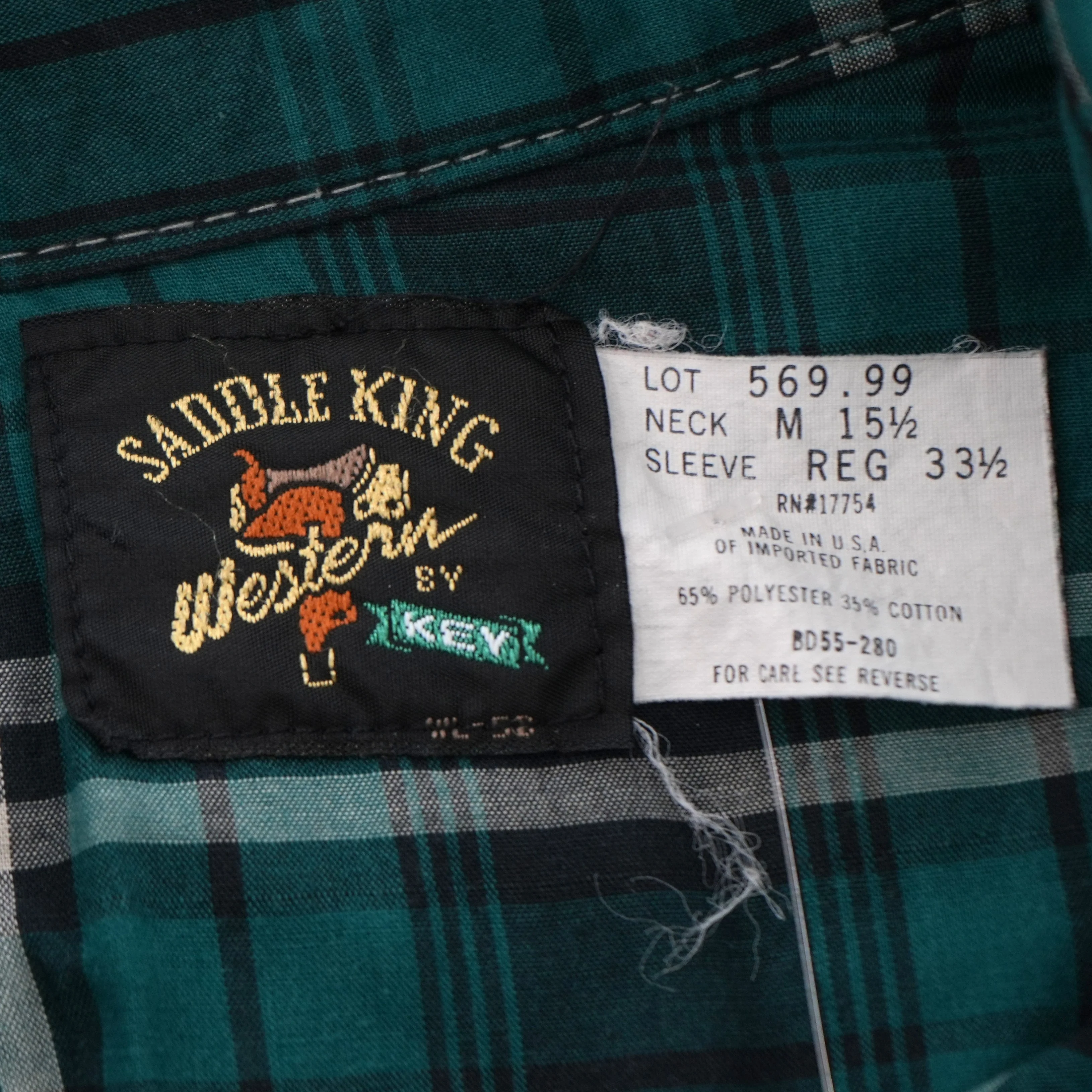 Vintage Green Plaid Long Sleeve Button Down - Image 3
