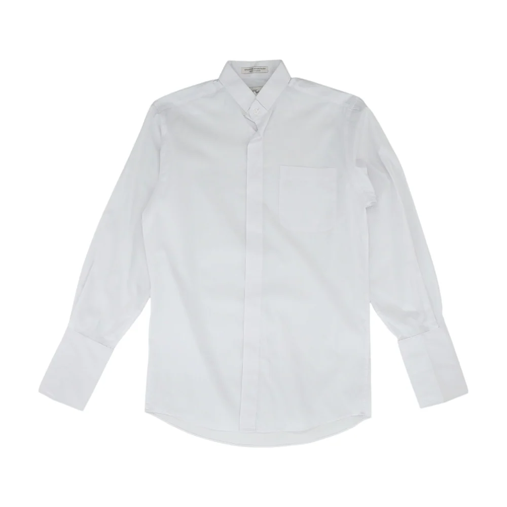 White Solid Long Sleeve Button Down