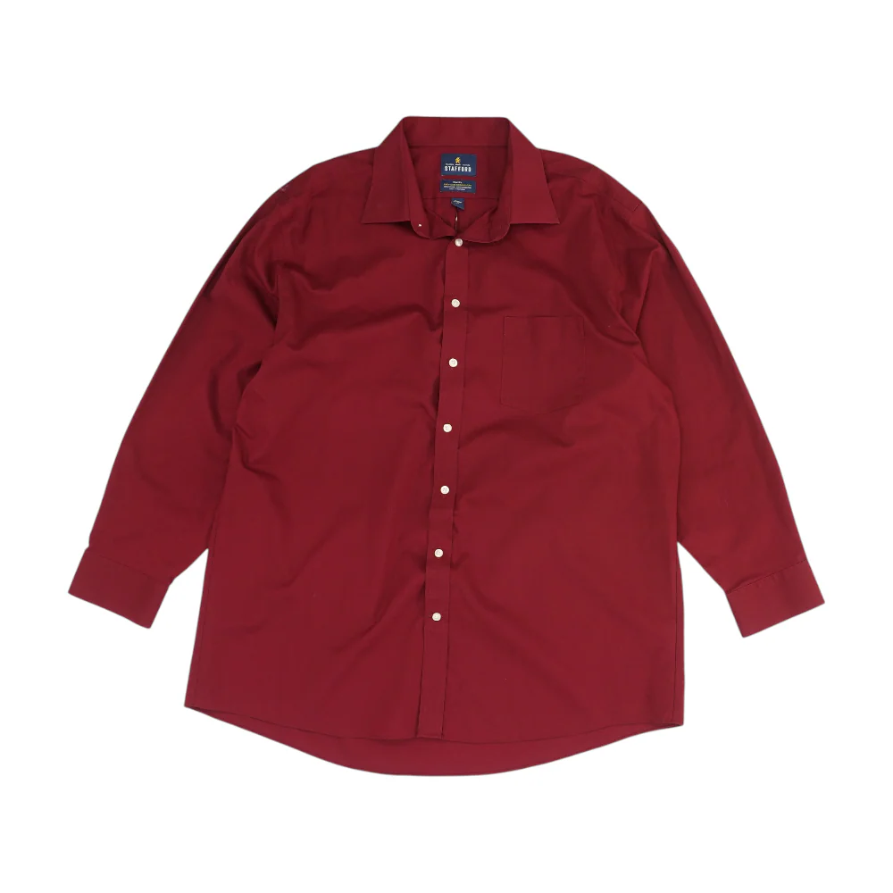 Burgundy Solid Long Sleeve Button Down