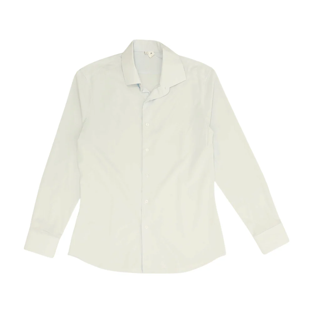 Blue Solid Long Sleeve Button Down