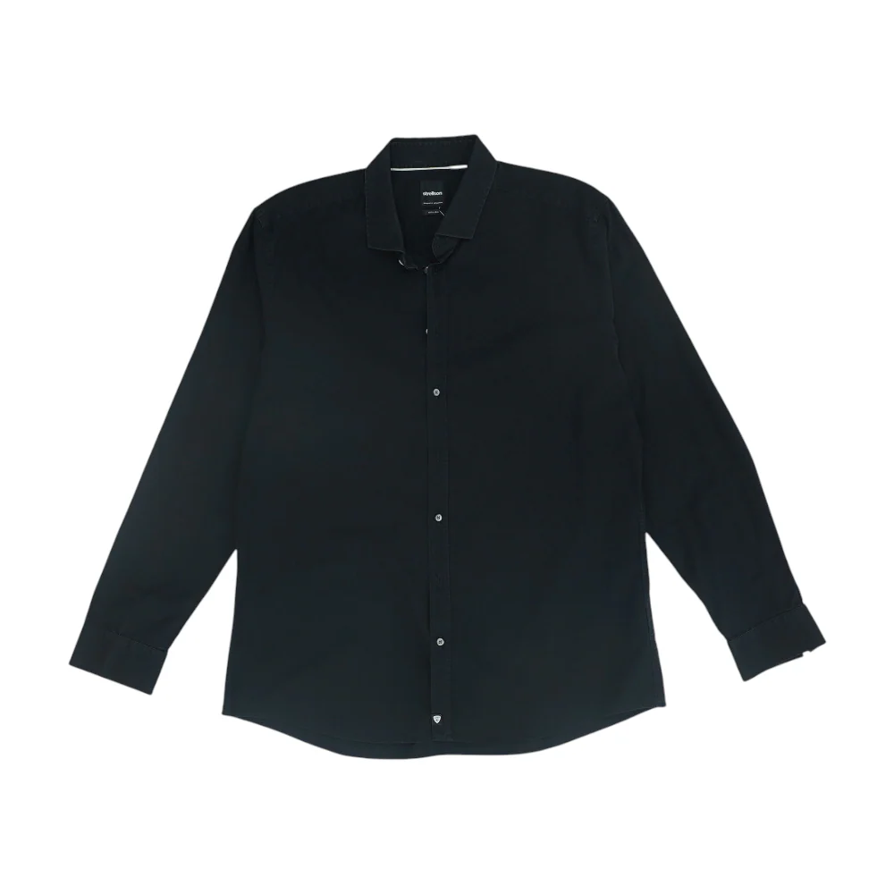 Black Solid Long Sleeve Button Down