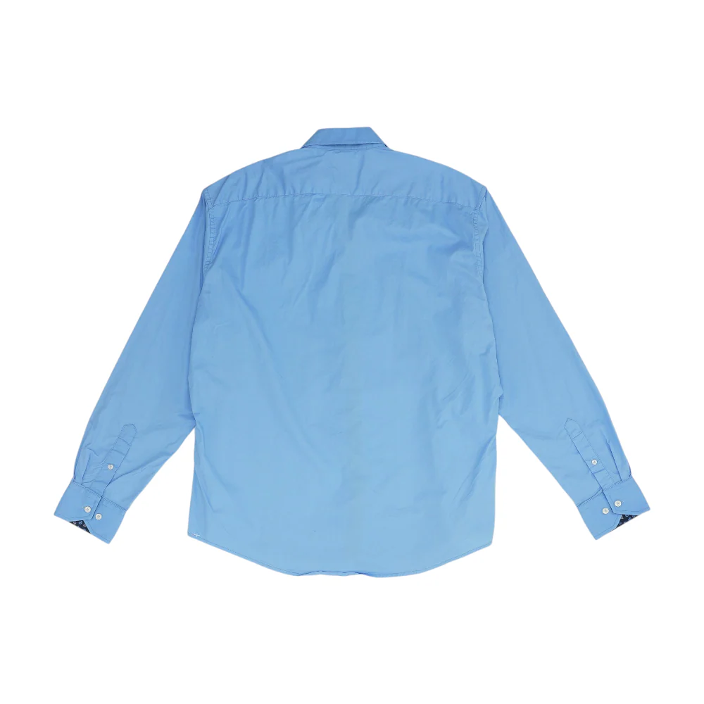 Blue Solid Long Sleeve Button Down - Image 2