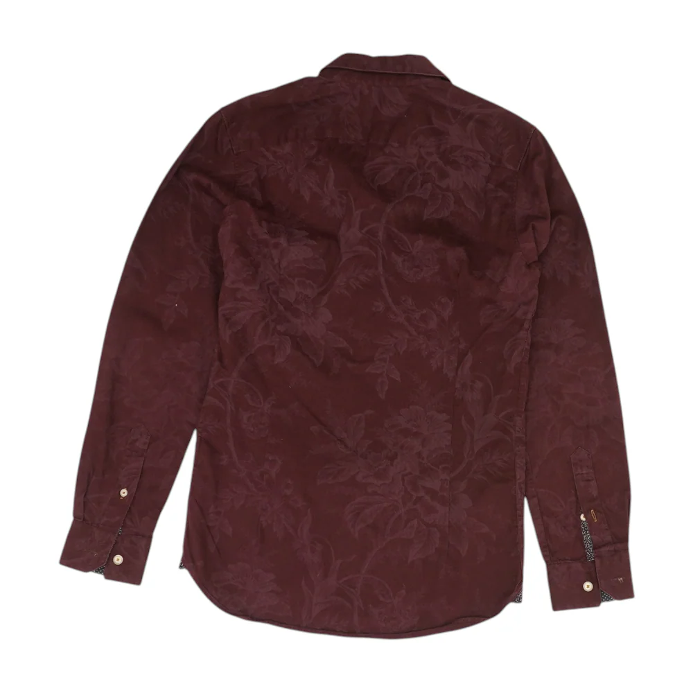 Maroon Floral Long Sleeve Button Down - Image 2