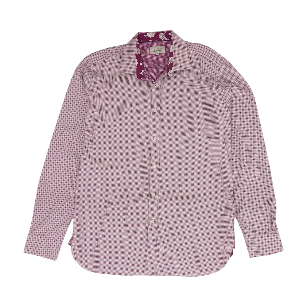 Magenta Abstract Long Sleeve Button Down