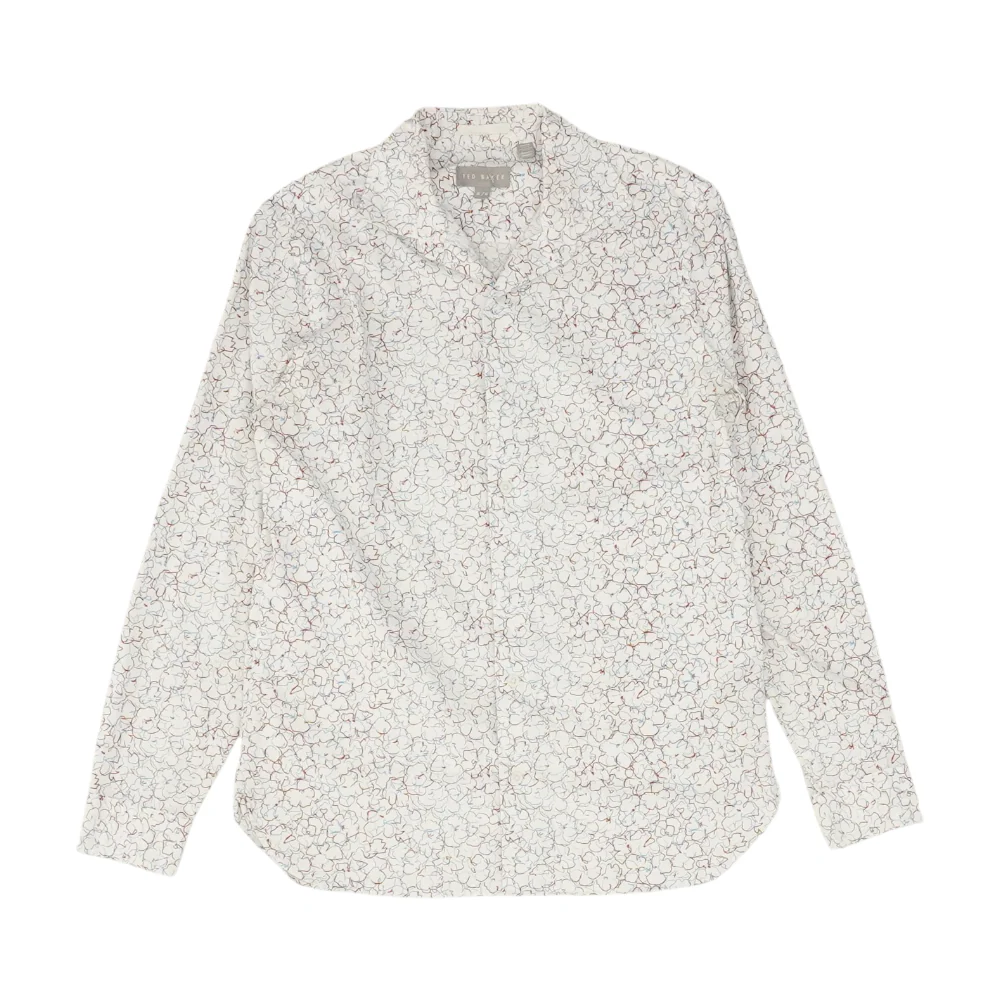 White Print Long Sleeve Button Down