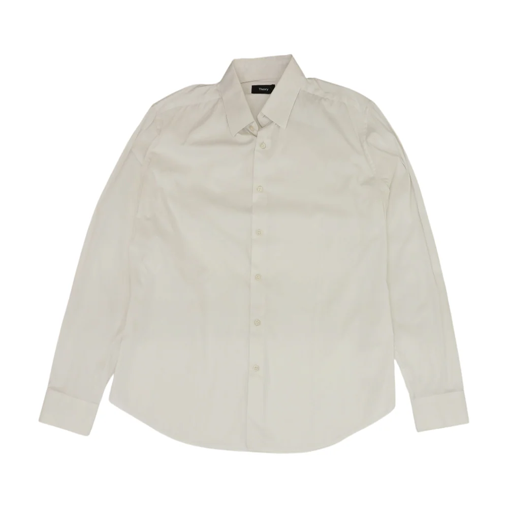 White Solid Long Sleeve Button Down