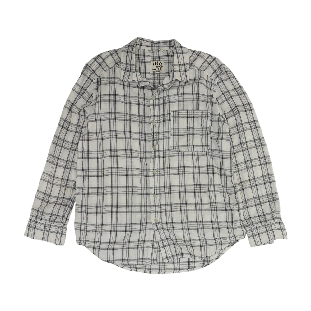 White Plaid Long Sleeve Button Down