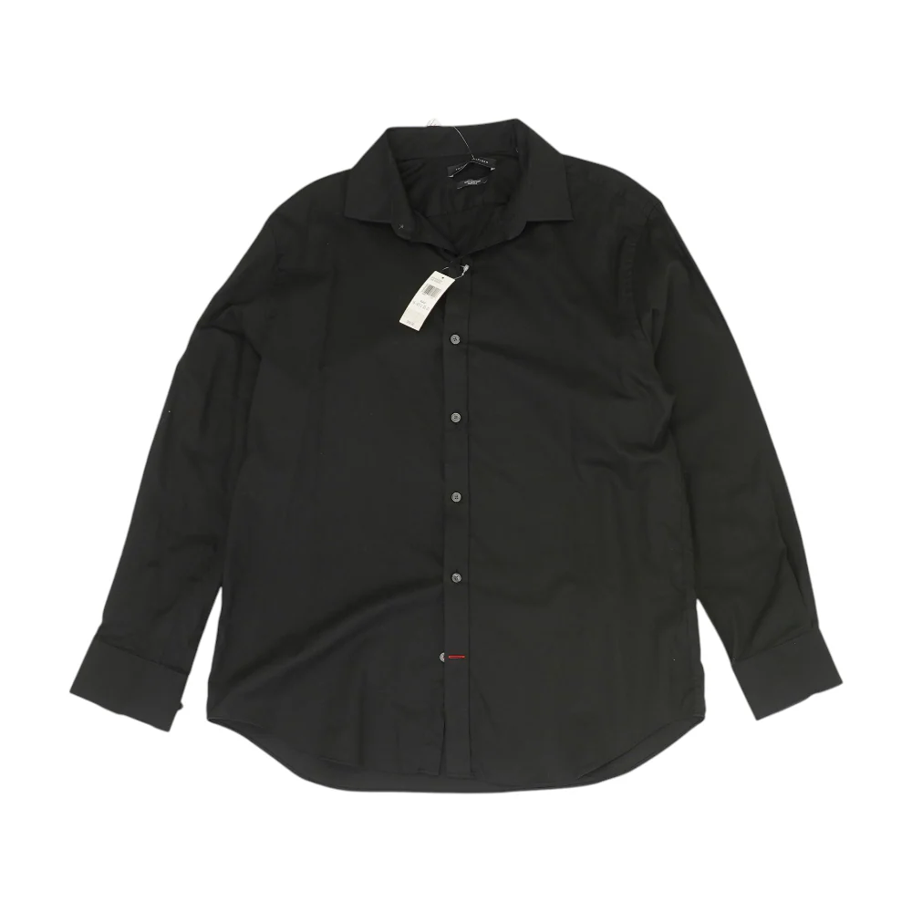 Black Solid Long Sleeve Button Down