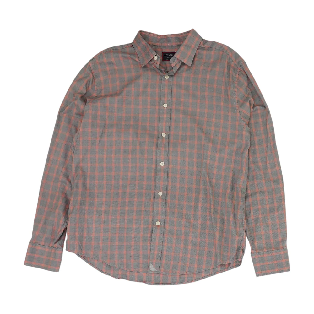 Gray Plaid Long Sleeve Button Down