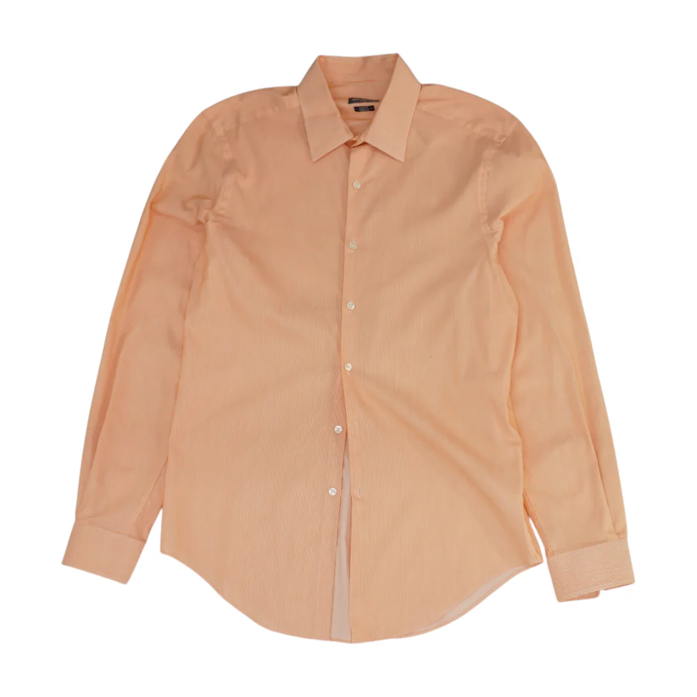 Orange Striped Long Sleeve Button Down