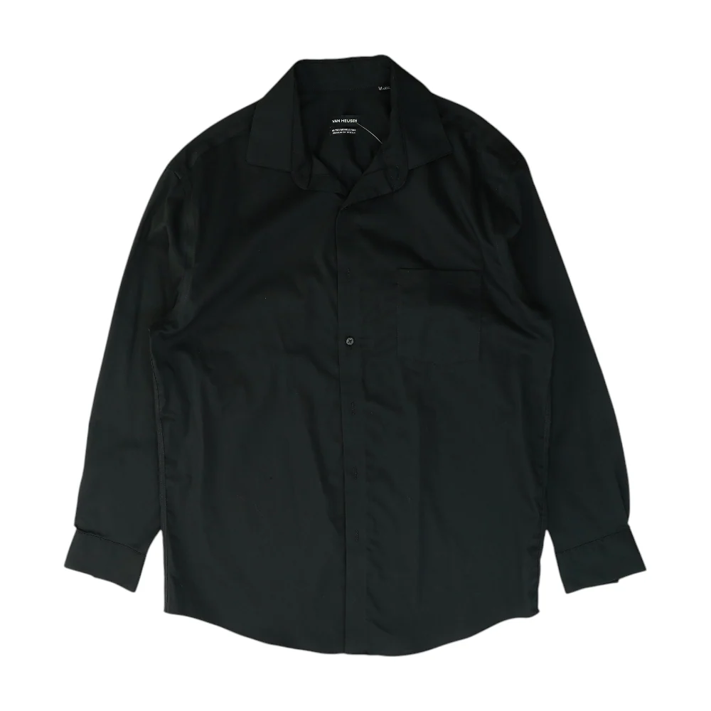 Black Solid Long Sleeve Button Down
