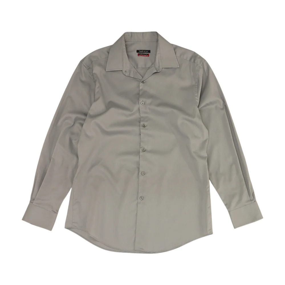 Gray Solid Long Sleeve Button Down