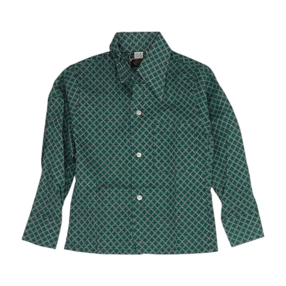 Vintage Green Abstract Long Sleeve Button Down