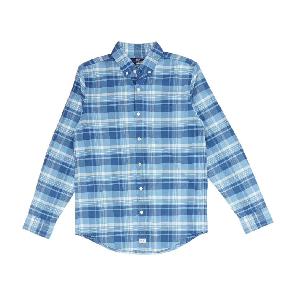 Blue Plaid Long Sleeve Button Down