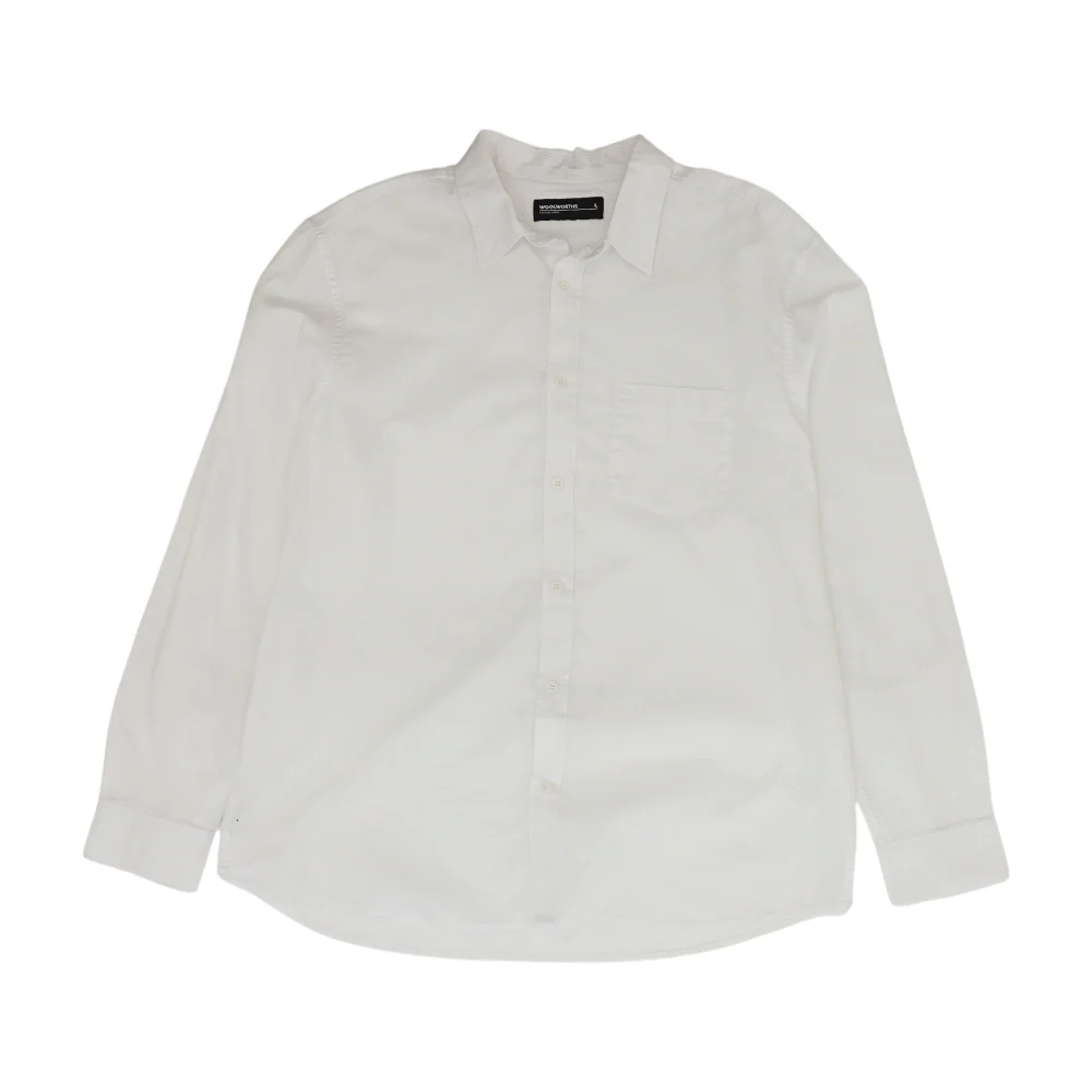 White Solid Long Sleeve Button Down