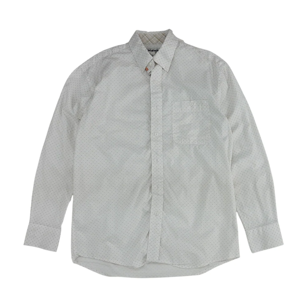 White Print Long Sleeve Button Down