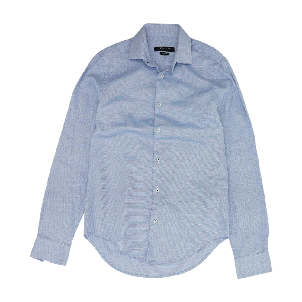 Blue Polka Dot Long Sleeve Button Down
