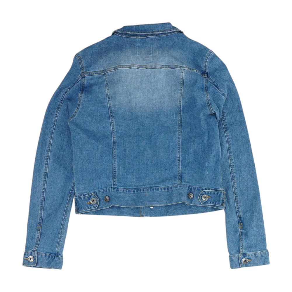 Blue Solid Denim Jacket - Image 2