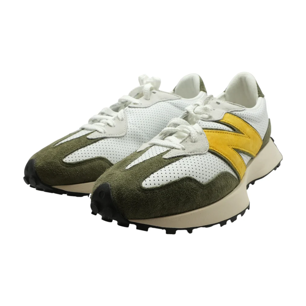 327 White Yellow Olive Low-Top Athletic Shoes