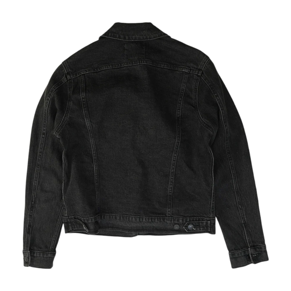 Black Solid Denim Jacket - Image 2