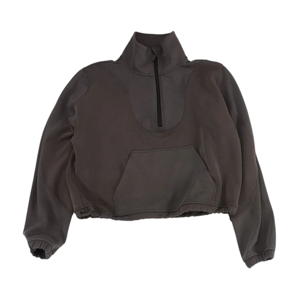 Brown Solid 1/4 Zip Pullover
