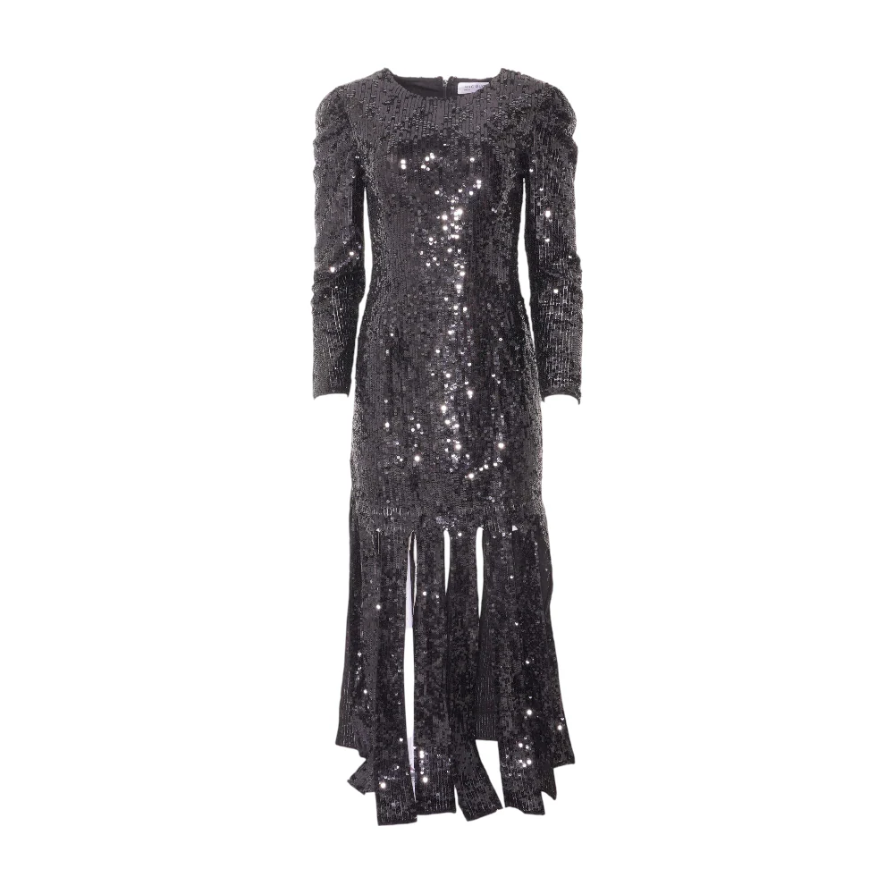 Black Long Sleeve High Neck Carwash Panel Dress