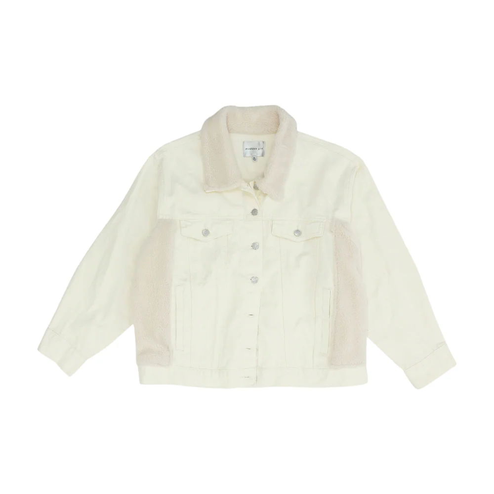 Ivory Solid Denim Jacket